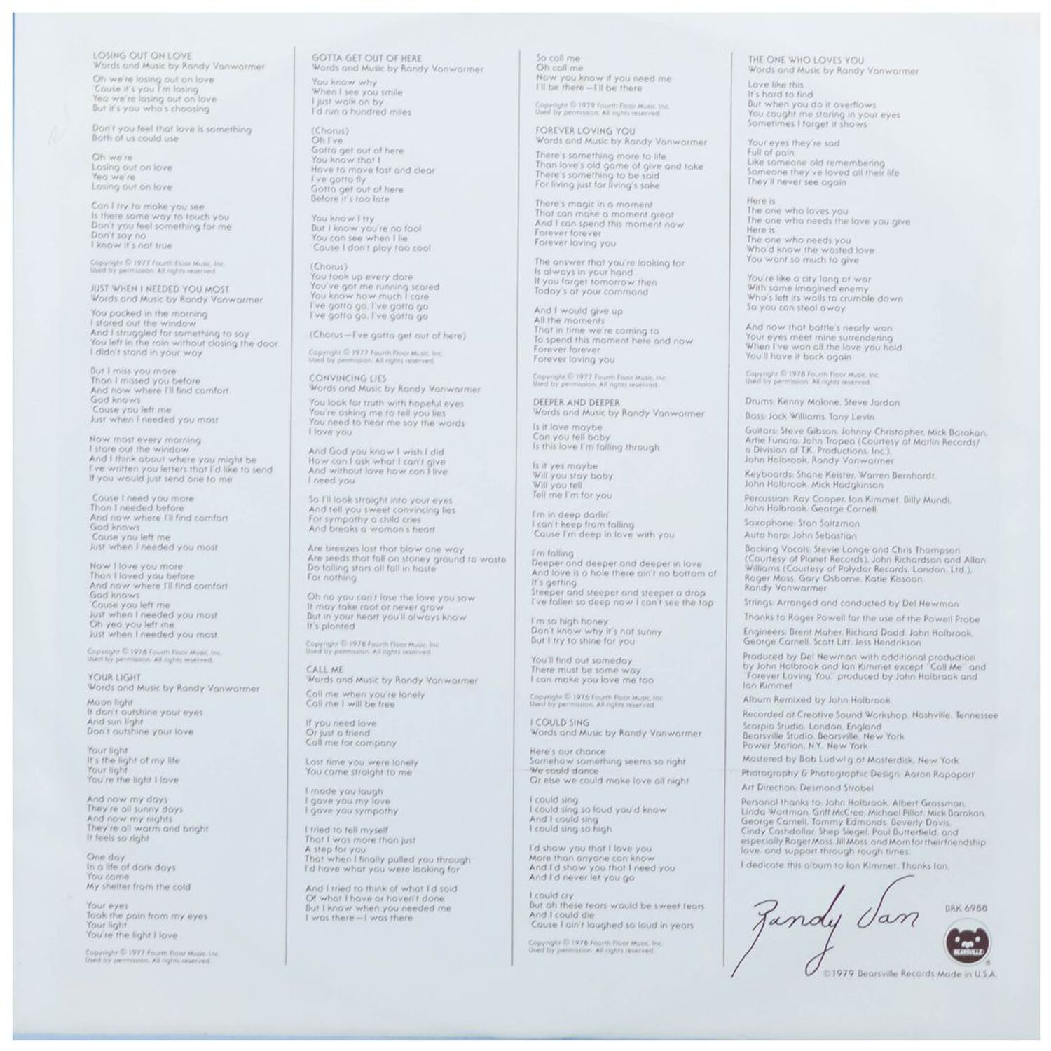 Randy Vanwarmer - Warmer | Vinilo Usado image number 2.0