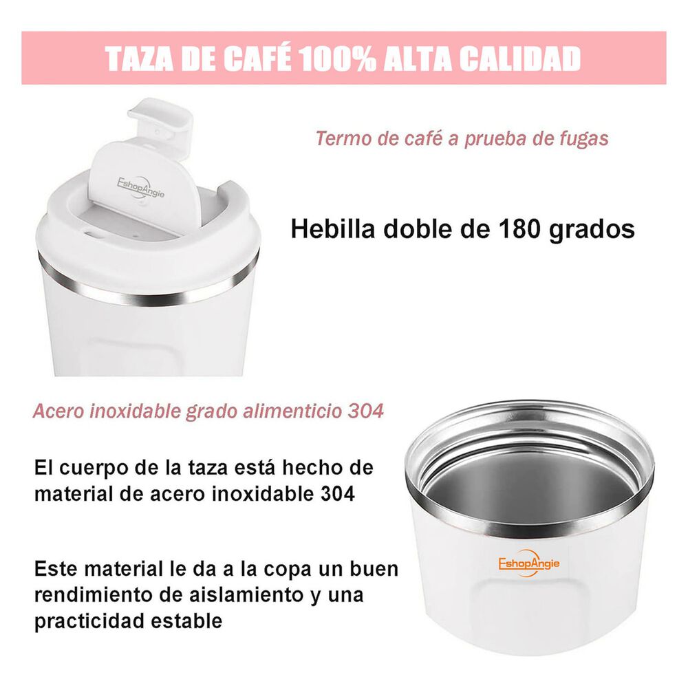 Termo Mug Café 380ml Acero Inoxidable Portátil Blanco image number 4.0