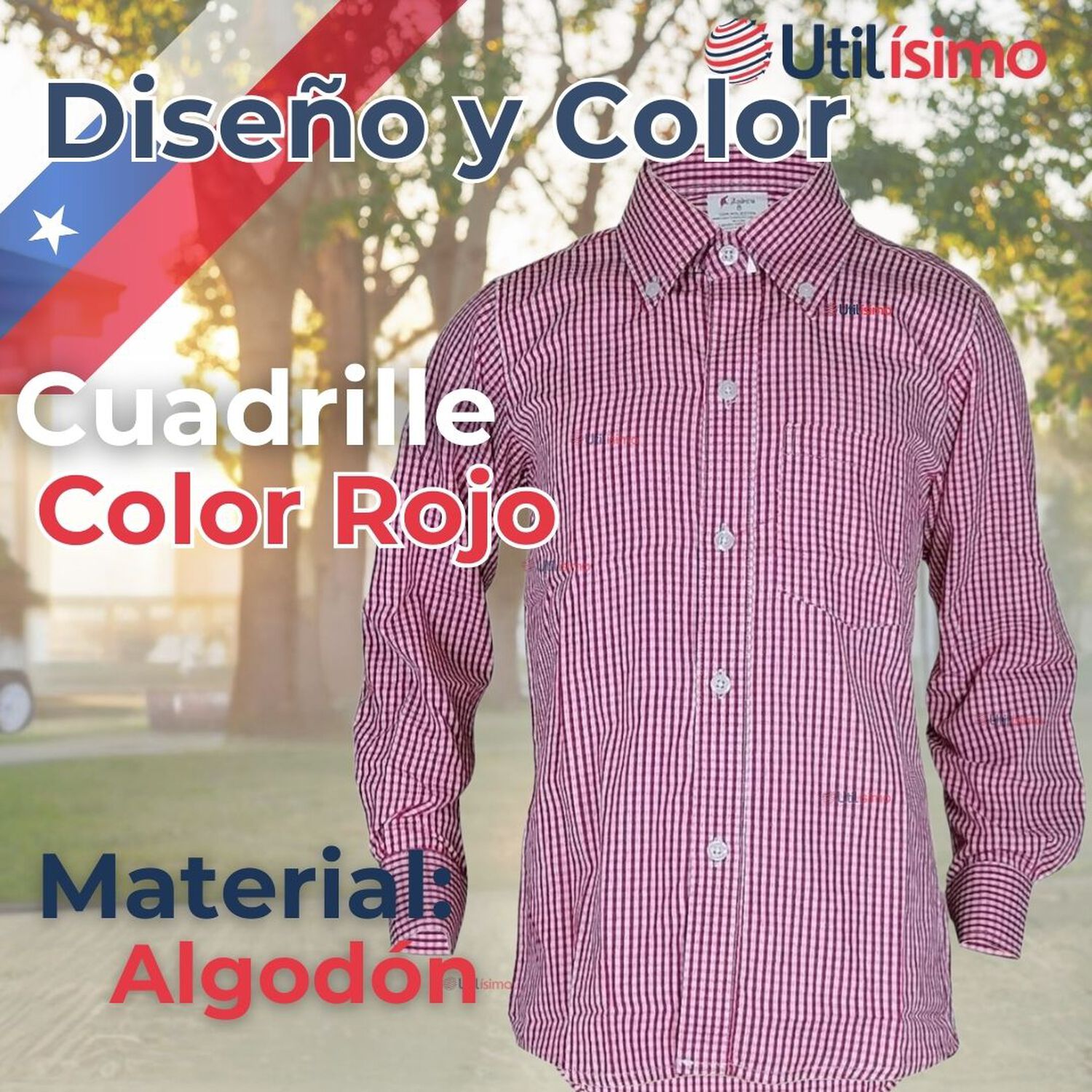 Camisa Huaso Cuadrill&eacute; Algod&oacute;n Ni&ntilde;o Juvenil Color Rojo image number 1.0