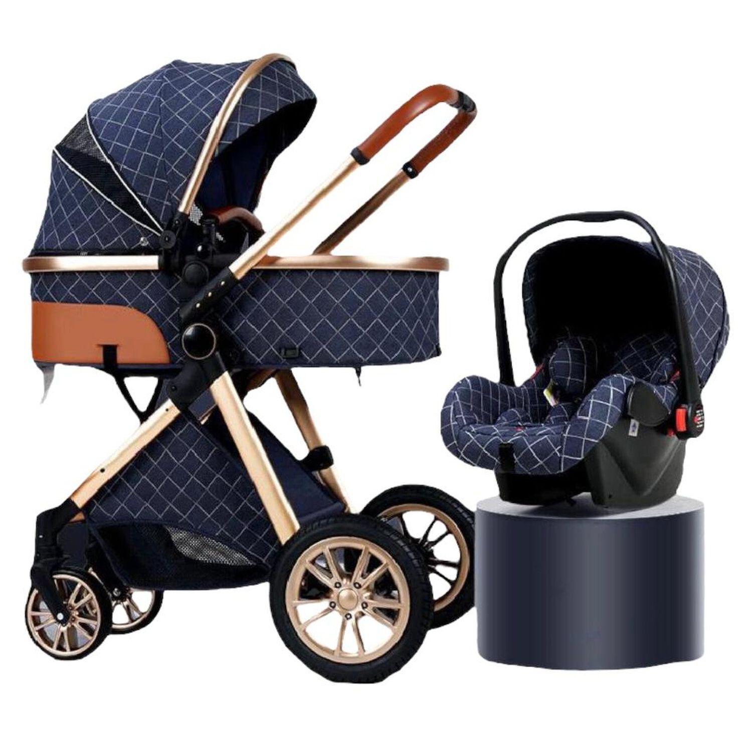 Coche Deluxe Con Silla Nido Y Accesorios Azul Lubabycas image number 8.0