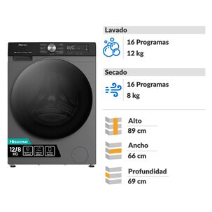 Lavadora Secadora Hisense WD3S1243BT / 12kg / 8kg