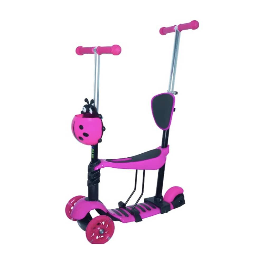 Scooter Inf. 3 Ruedas, 5 En 1, Mariquita Con Cesta Y Color De Luz: Rosa image number 1.0
