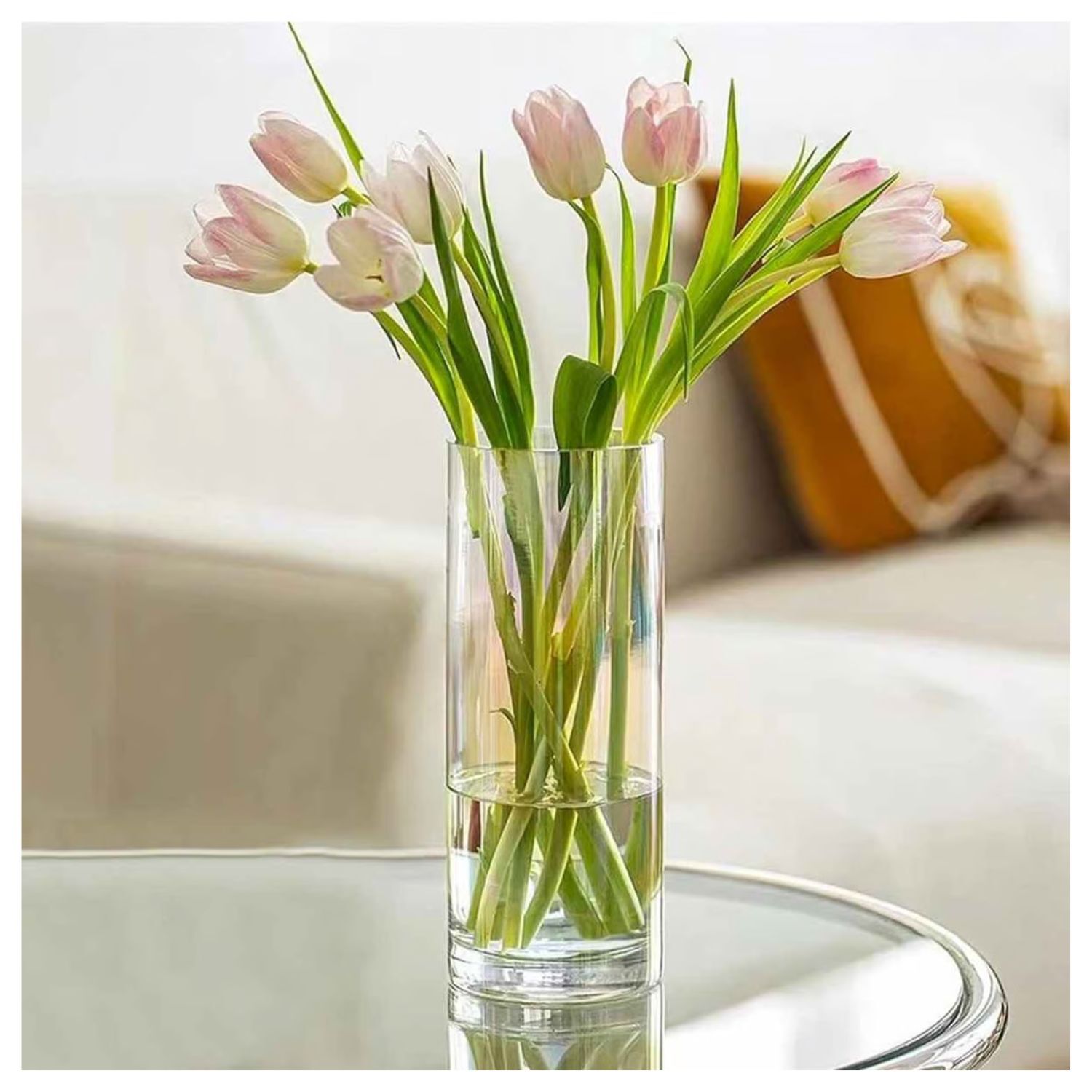 Florero Cil&iacute;ndrico Tubo De 18cm Vidrio Transparente Decoracion image number 1.0