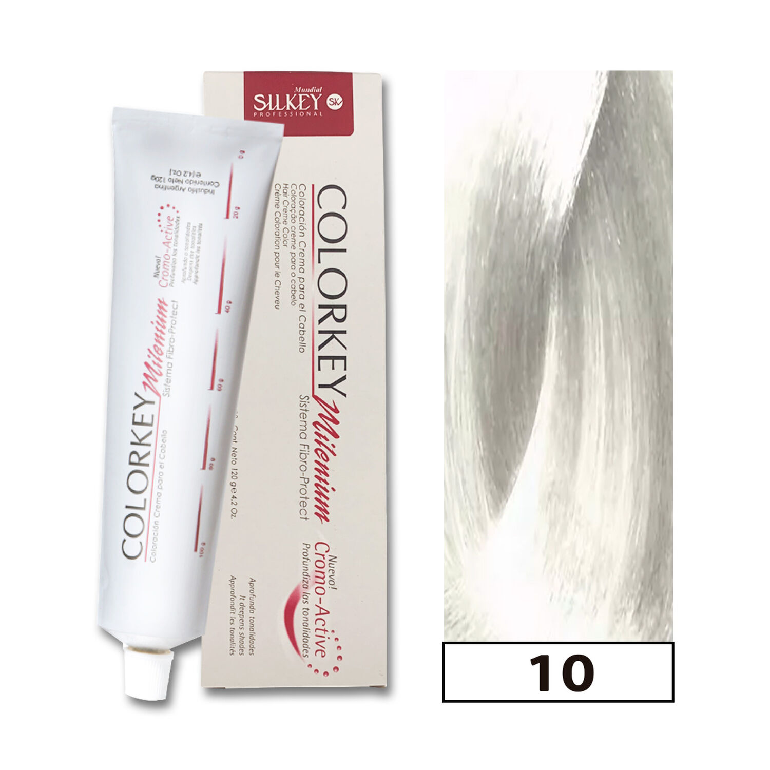 Tinte Permanente Colorkey Millenium Silkey 120gr 10 Aclarante De Color + Oxidante image number 0.0