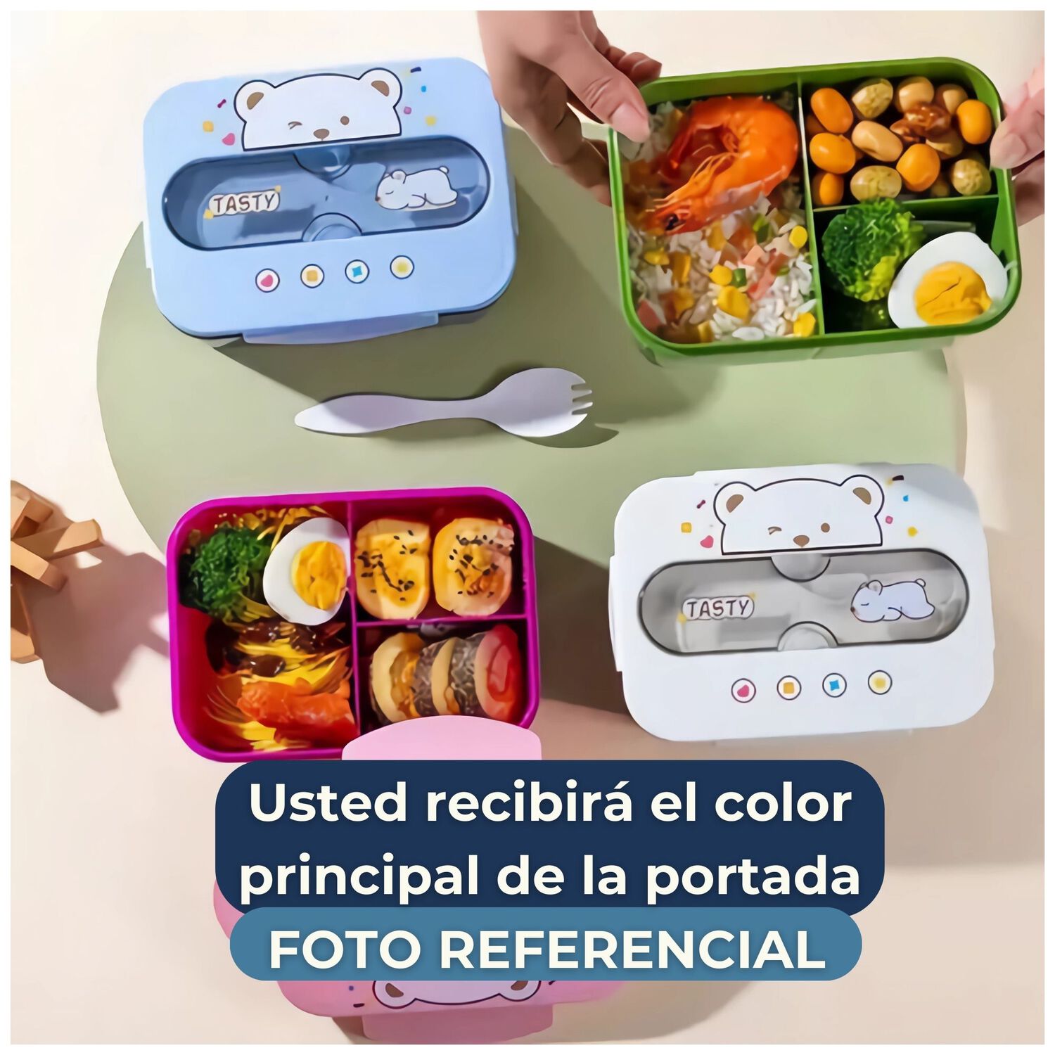 Fiambrera Contenedor Osito Tasty 1200 Ml + Cubiertos T&aacute;per Infantil Dark Blue image number 3.0