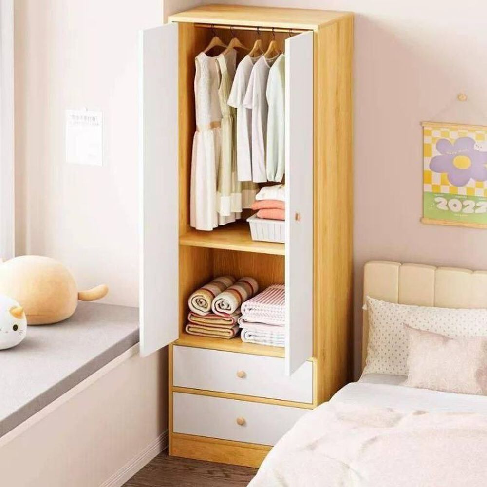 Armario De Madera Para Dormitorio 60 X 40 X 180 Cm Con Puertas Batientes image number 3.0