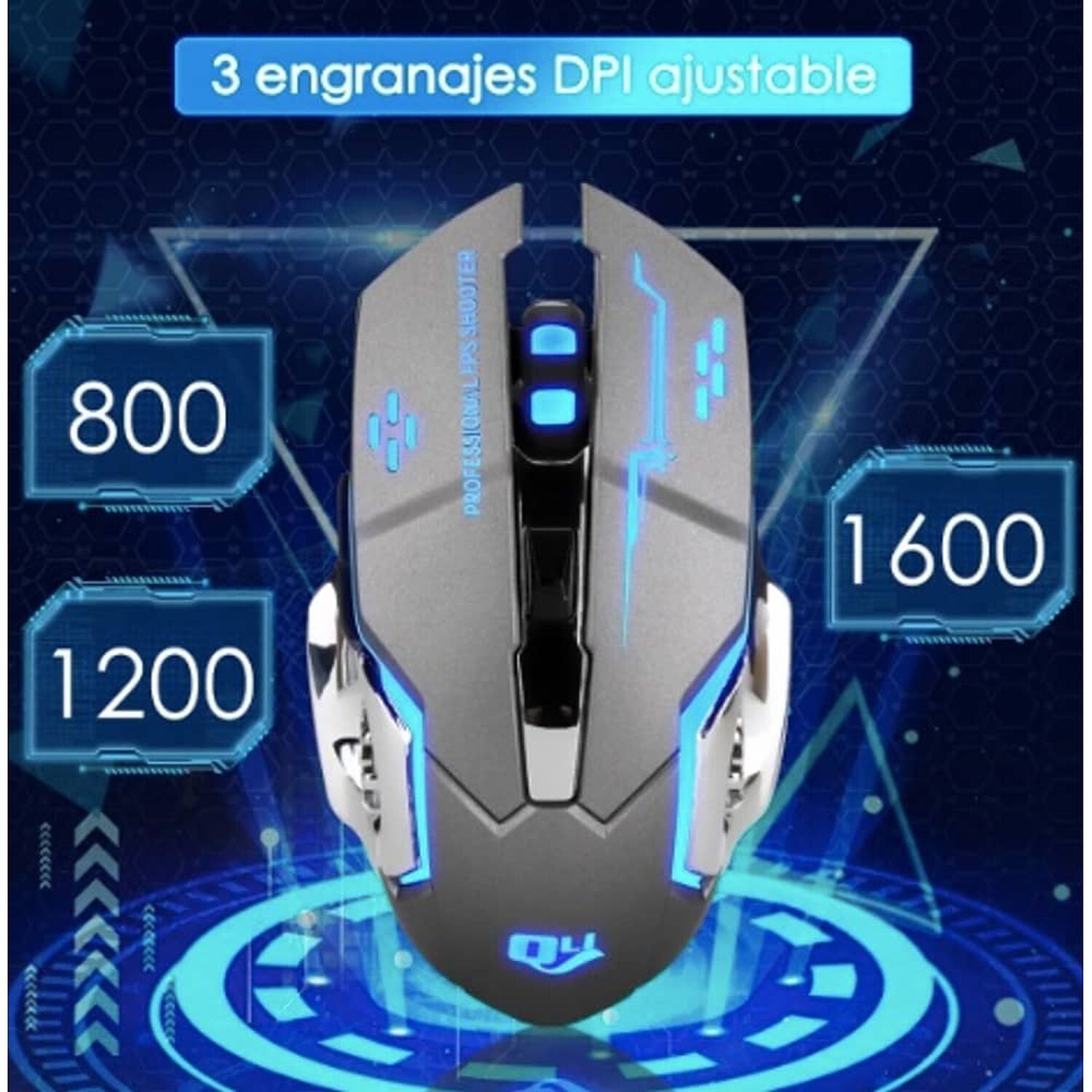 Mouse Gamer Inal&aacute;mbrico Silencioso Y Recargable Con Luz Led image number 2.0
