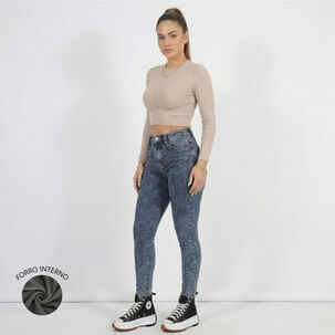 Jeans Pantalon Skinny Forro Polar Mujer