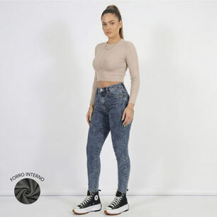 Jeans Pantalon Skinny Forro Polar Mujer