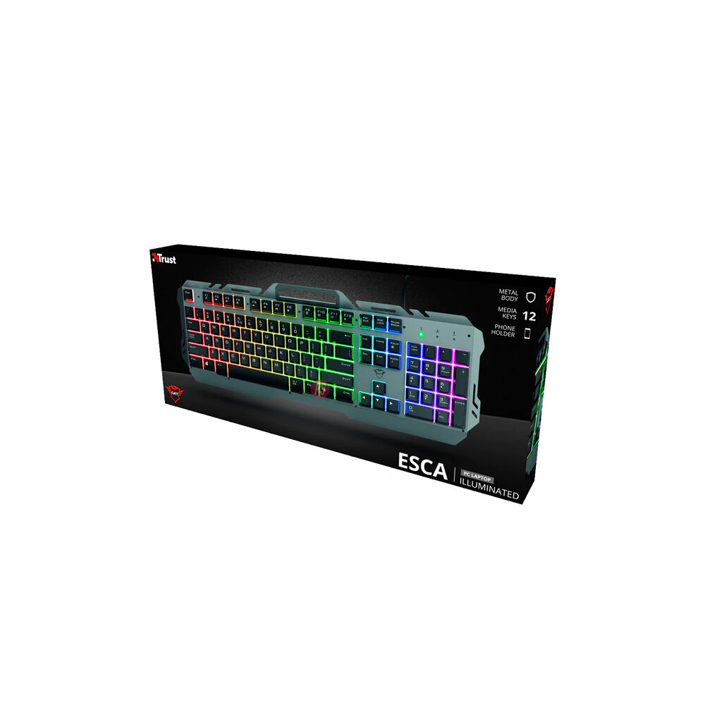 Teclado Met&aacute;lico Gamer Led Arco Iris Gxt 853 Esca - Ps image number 4.0