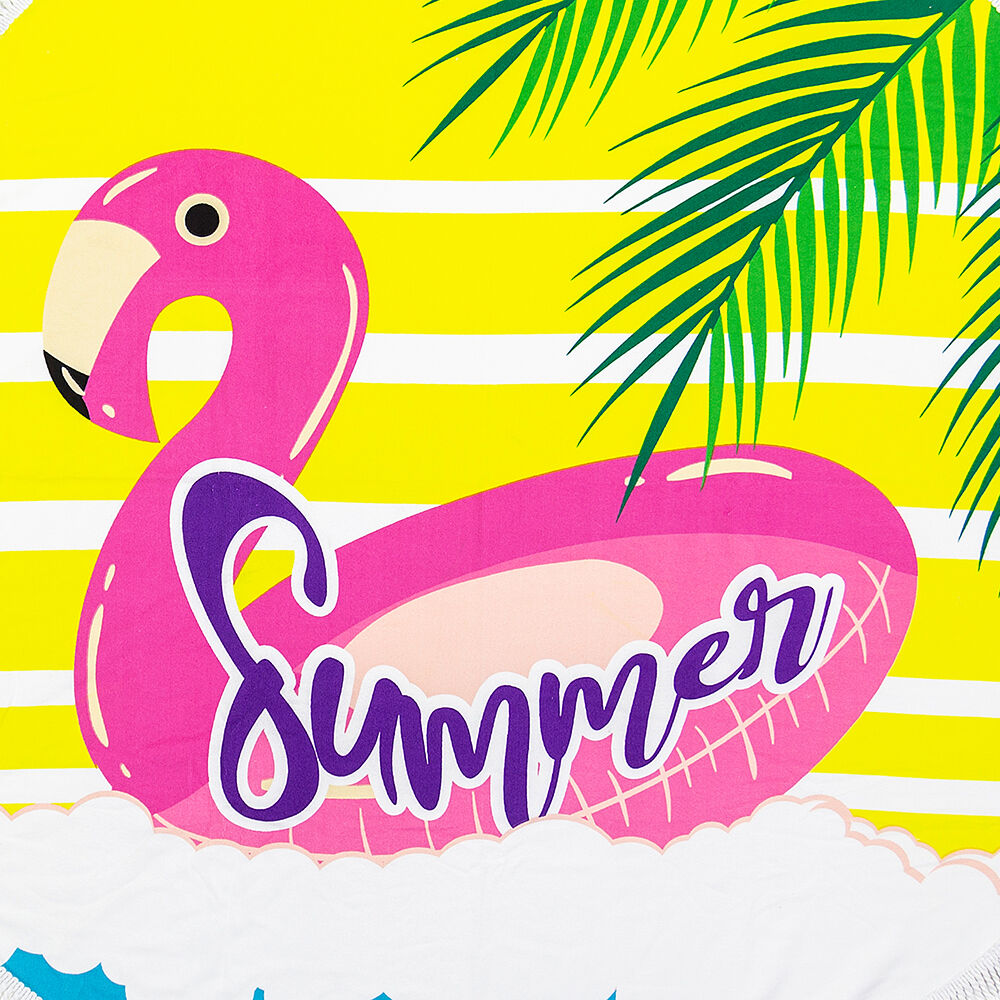Toalla Playa Con Bolso Casaideal Flamingo