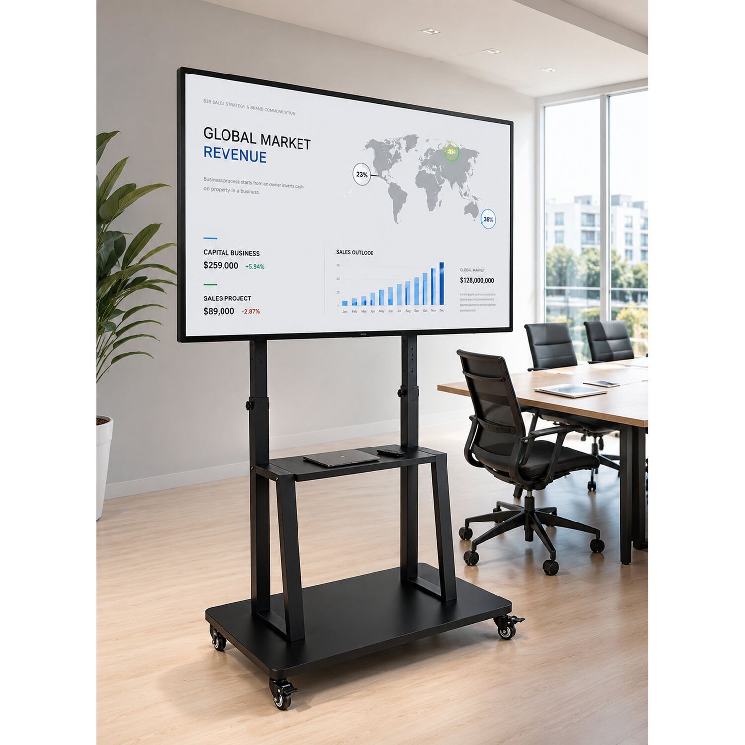 Soporte Tv Base Pedestal Con Ruedas Monitor 32 A 72p image number 2.0