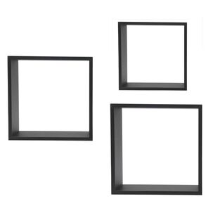 Set De 3 Cubos Madera Negro 30x30x12 - 27x27x12 - 24x24x12 Cm Vgo
