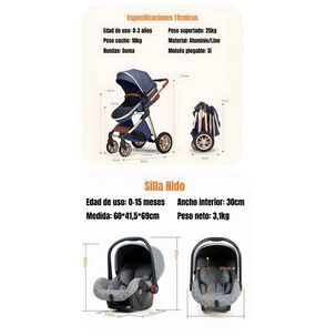 Coche Deluxe Con Silla Nido Y Accesorios Caf&eacute; Lubabycas
