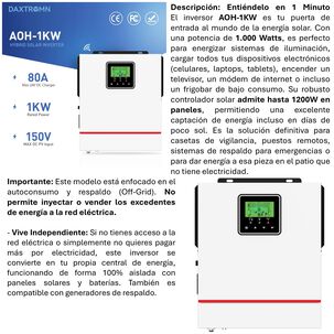 Inversor Solar 1000w 12v Potencia M&aacute;xima 2000w