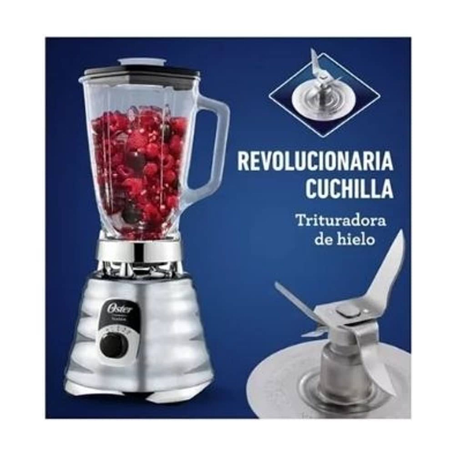 Licuadora Cl&aacute;sica Oster Cromo Con Perilla Ergon&oacute;mica De 3 Velocidades Blst4655 image number 2.0