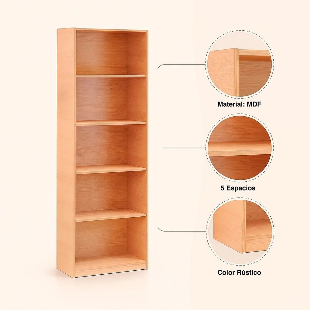 Librero Reka De 5 Espacios Alto - Madera image number 11.0
