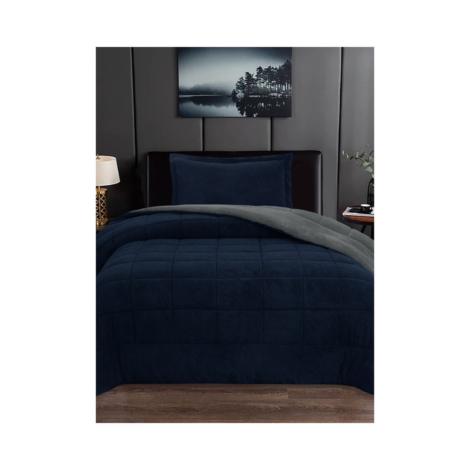 Plumon Andes Sherpa Bicolor Gris 1.5 Pl image number 0.0
