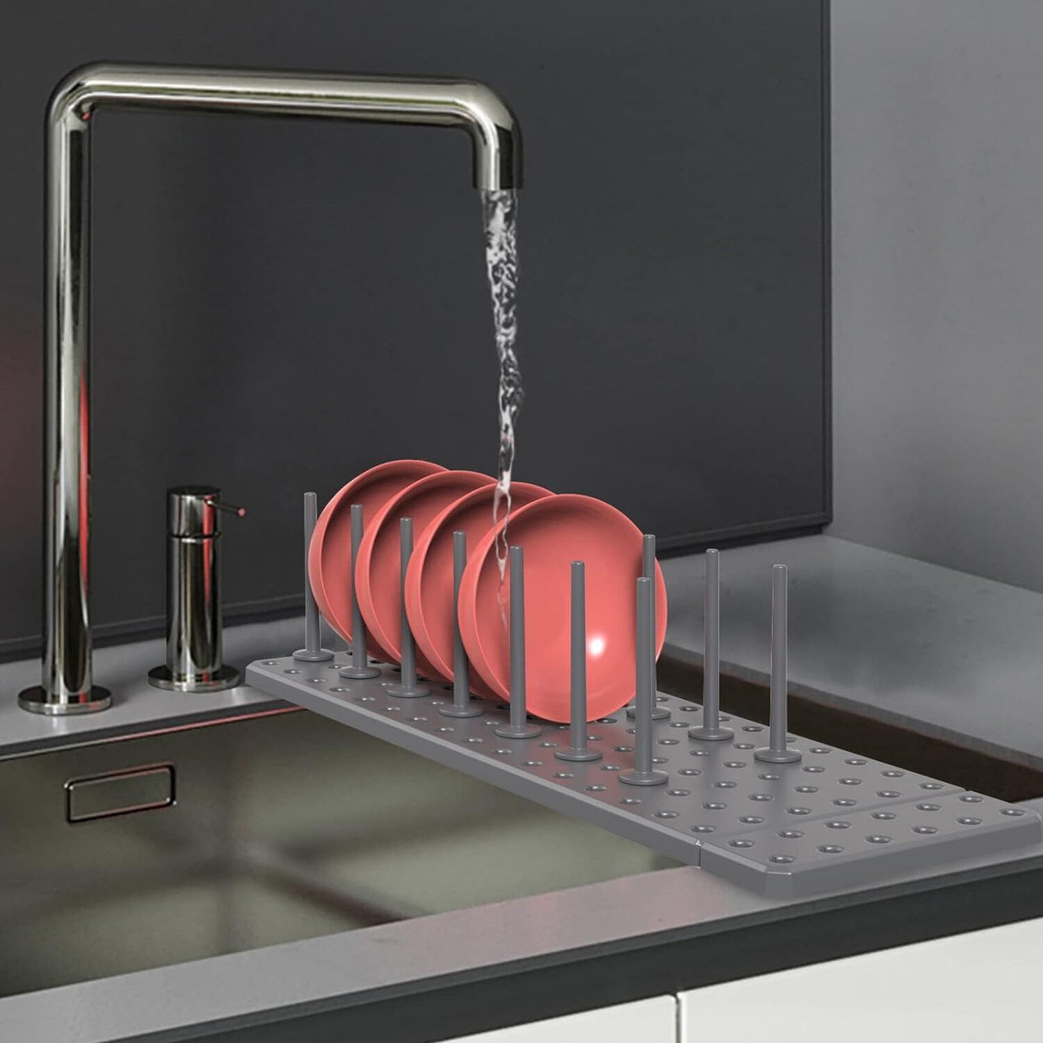 Estante Ajustable Drenaje Cocina Organizador Caj&oacute;n Gris image number 2.0
