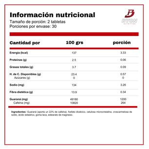 Guarana 1200mg 60 Tabletas