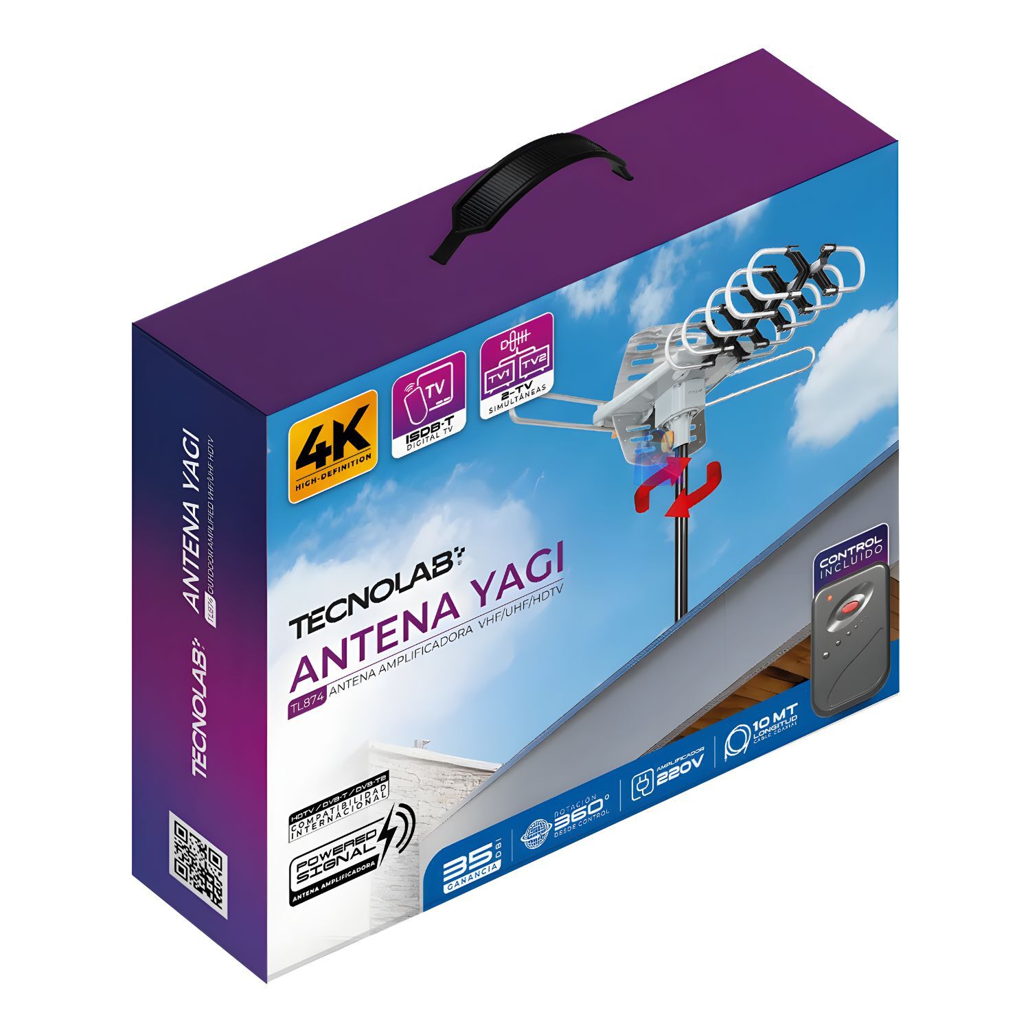 Antena Tv Con Motor 360 Grados Vhf Uhf Hd Con Control - Ps image number 3.0