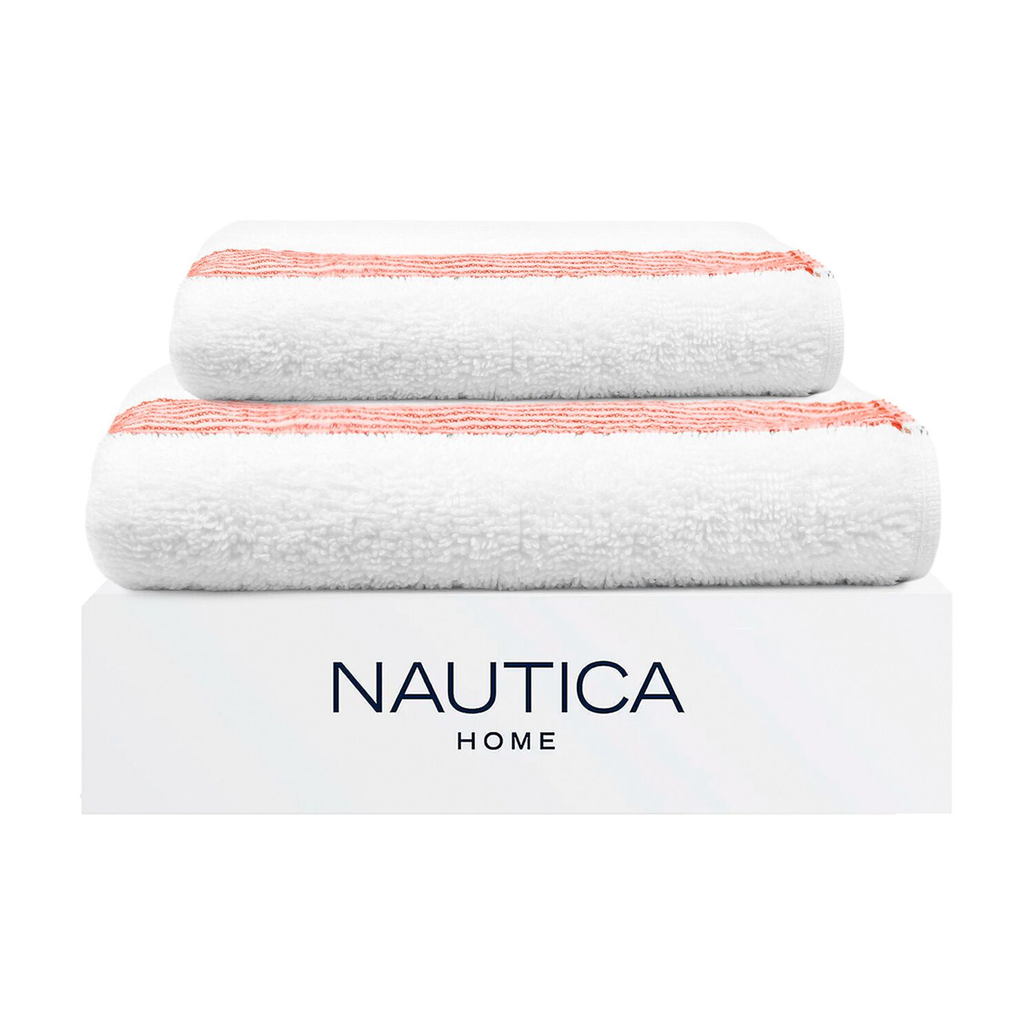 Set 2 Toallas Nautica Mav Cara+mano 100% Algod&oacute;n Alta Calidad Blanco-rojo image number 0.0