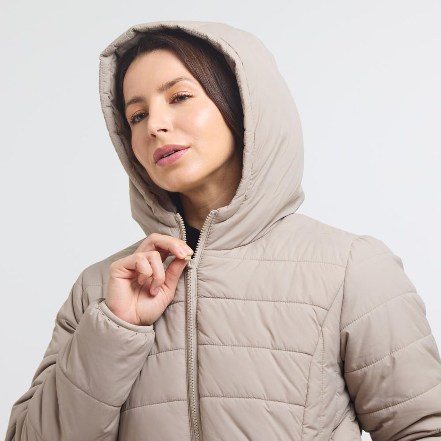 Parka Larga Cuello Alto Con Capucha Mujer Geeps image number 4.0