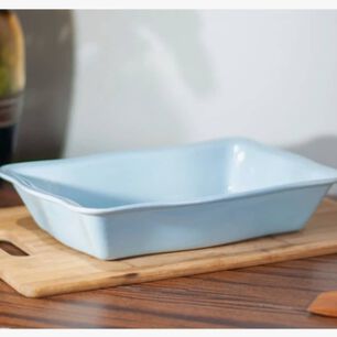 Fuente Ceramica P/horno Rectangular Celeste