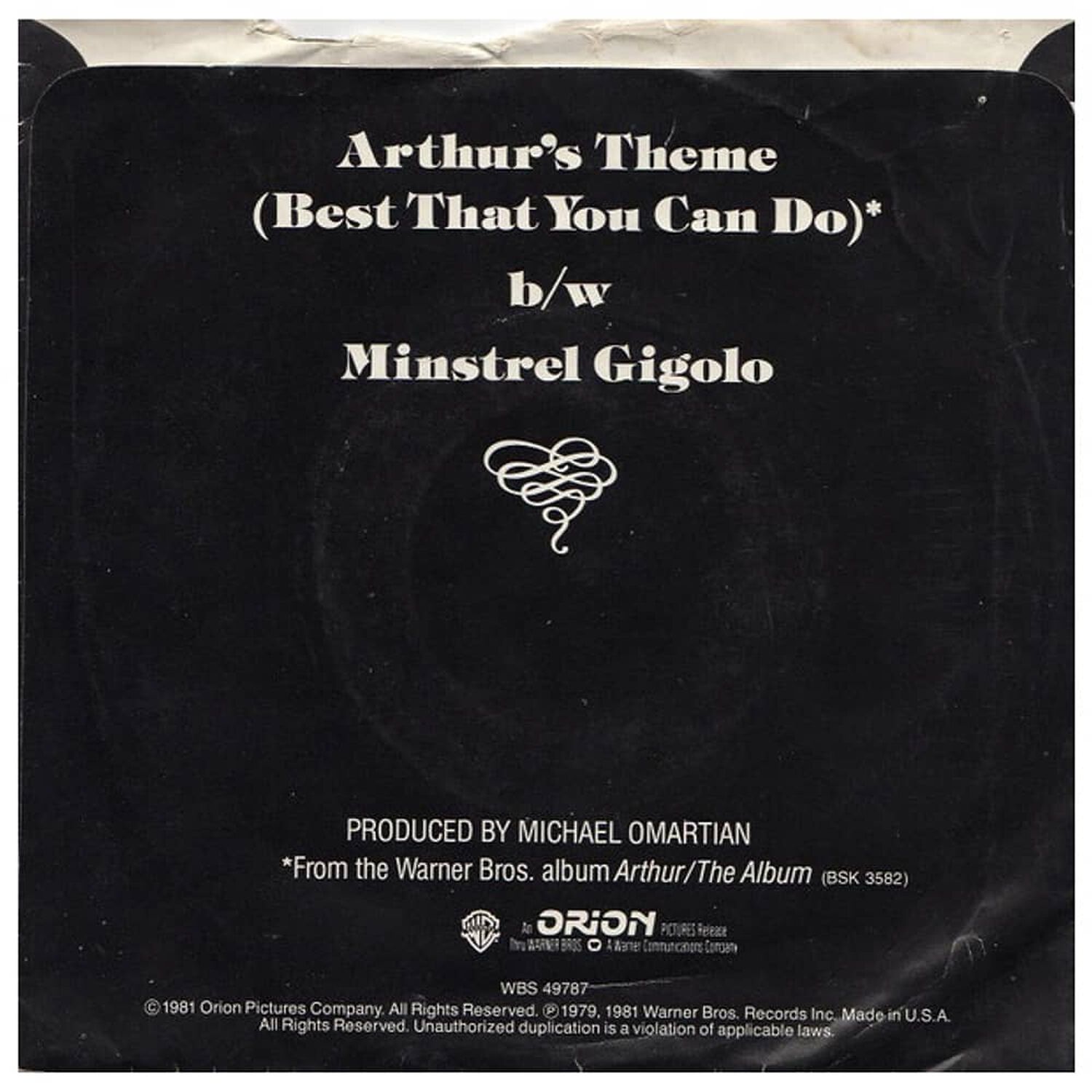 Christopher Cross - Arthur's Theme | 7" Single Usado image number 1.0