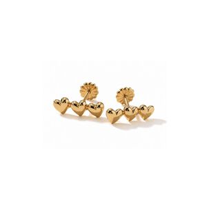 Aros Triple Coraz&oacute;n 1,5cm Oro 18k Atornillados 1.50gr Mujer Dorado