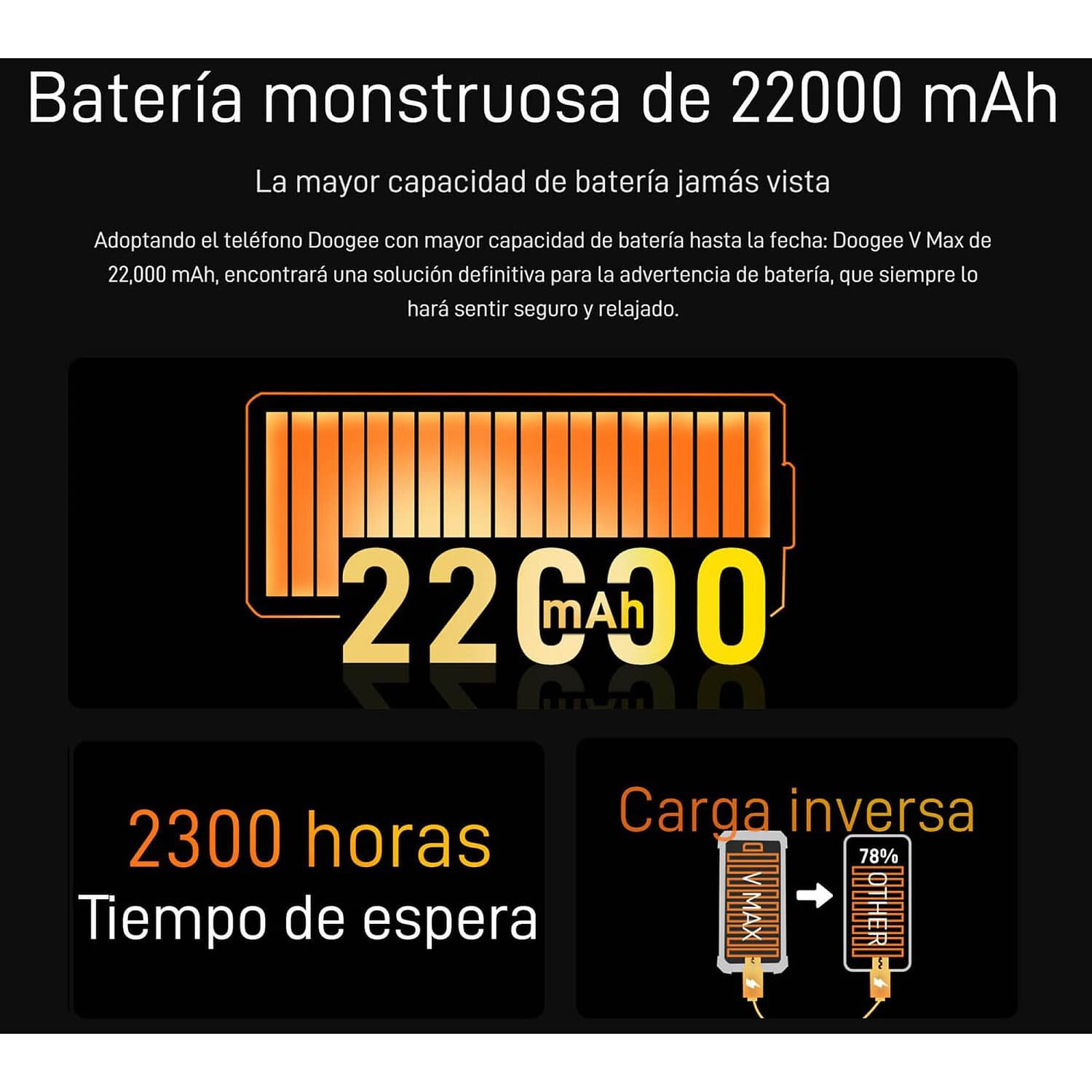 Doogee V Max Resistente A Golpes, Polvo, Humedad Y Agua / Bater&iacute;a 22.000mah, C&aacute;mara Visi&oacute;n Nocturna / Graba Videos En 4k image number 2.0
