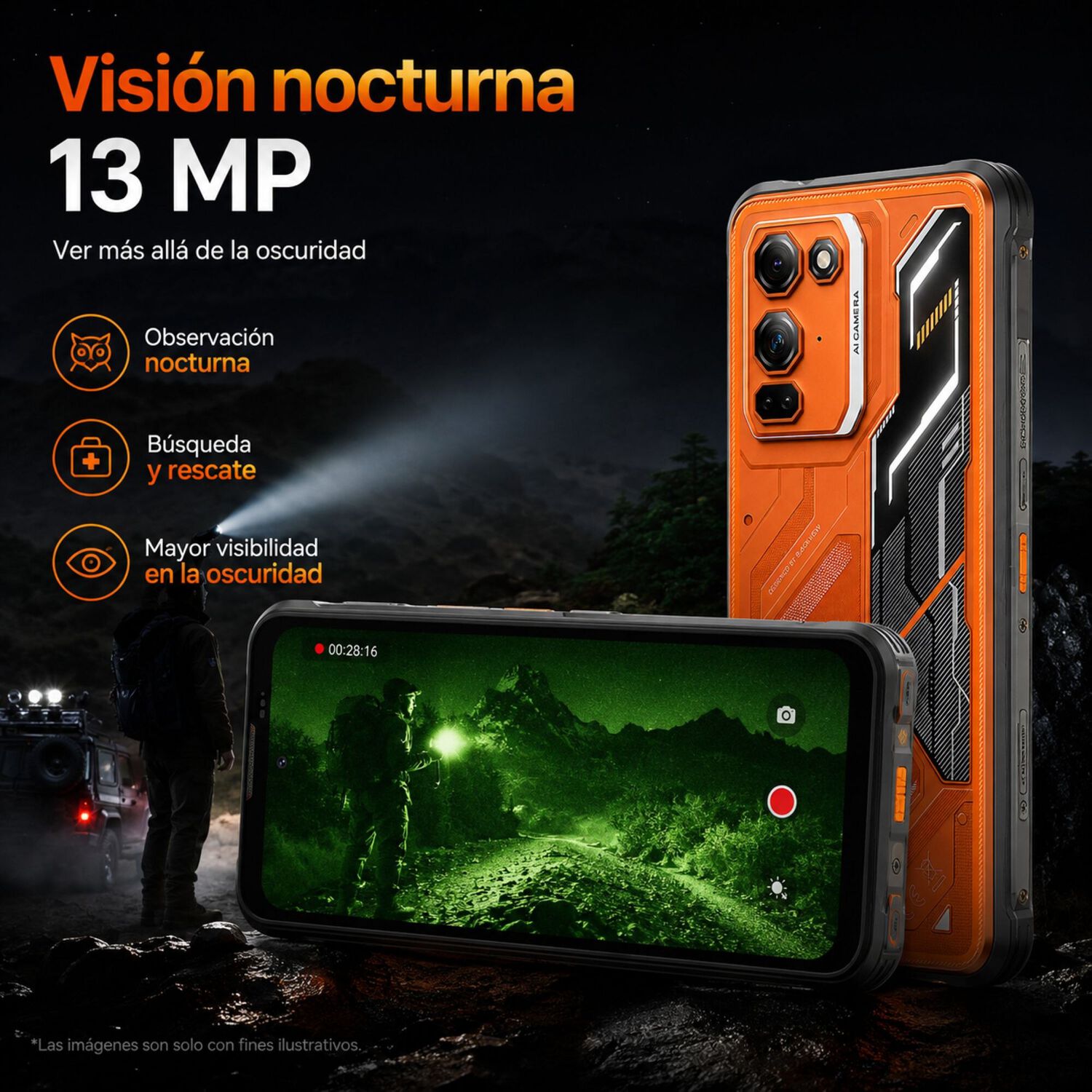 Celular Rugged Blackview Fort 200 Naranjo 256gb 108mp 24gb image number 6.0