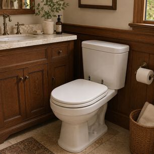 Asiento Tapa Wc Elongado De Madera Con Bisagras Metalica Y Cierre Sueve Modelo Hamburg Marca Taumm