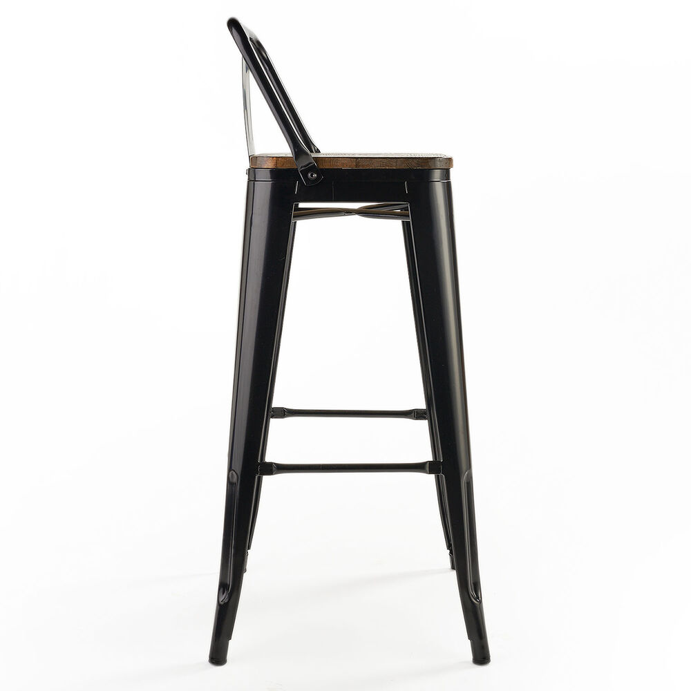 Pack 4 Pisos De Bar Tolix Asiento De Madera Negro Novahus image number 3.0