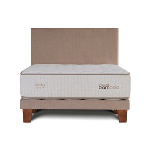 Cama Europea Celta Natural Bamboo / 2 Plazas / Base Dividida + Respaldo