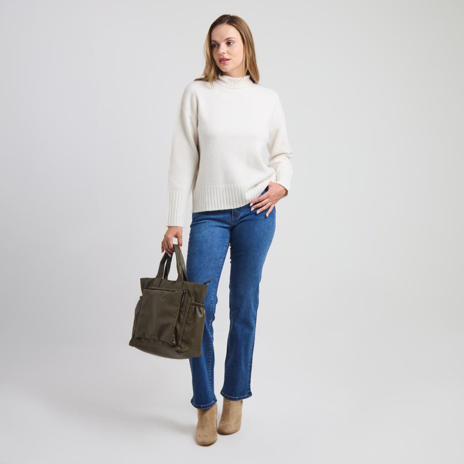 Sweater Regular Manga Larga Cuello Alto Mujer Kimera image number 1.0
