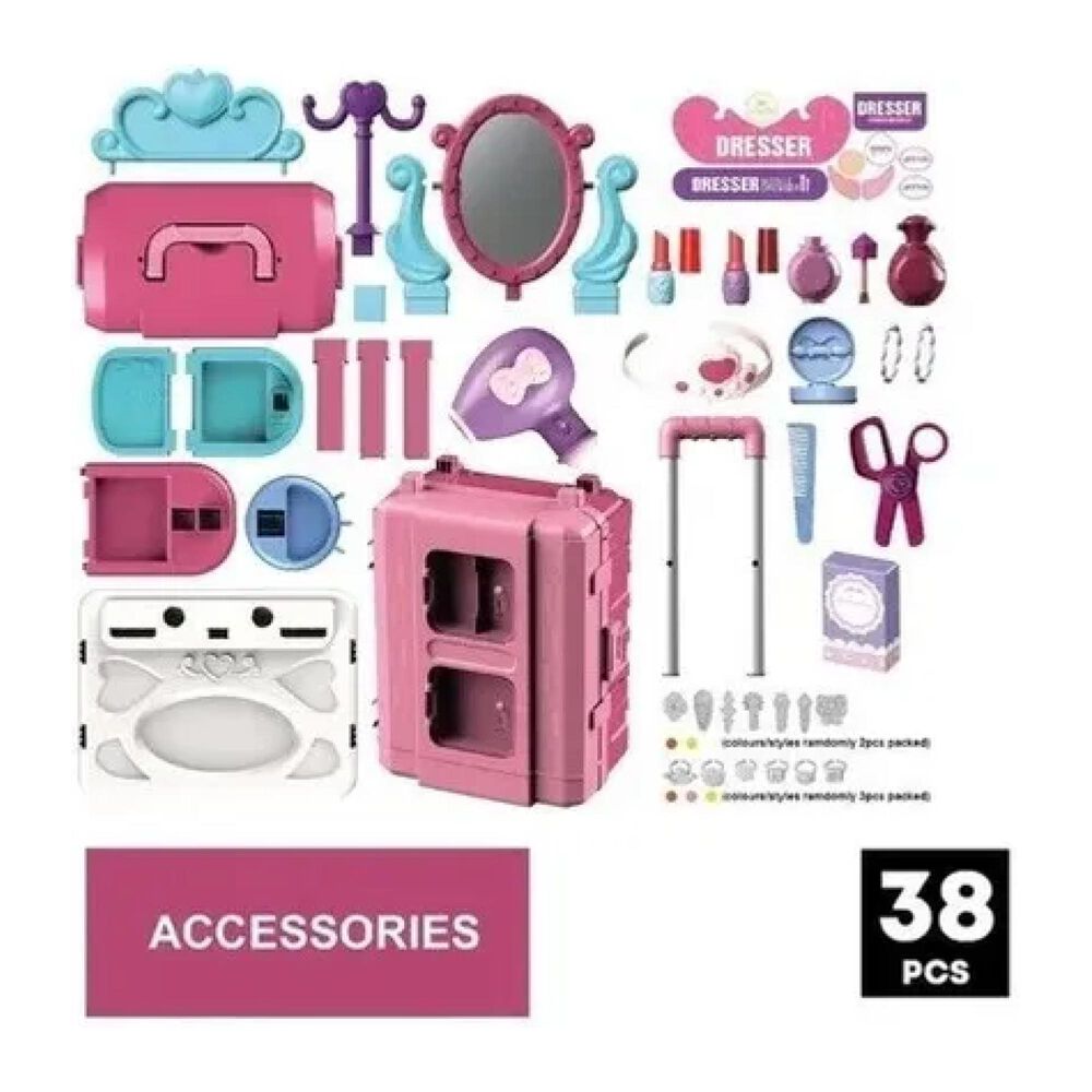 Juguete Set Maleta Cosmetiquero 38 Piezas 3 En 1 Rosado Infantil image number 2.0