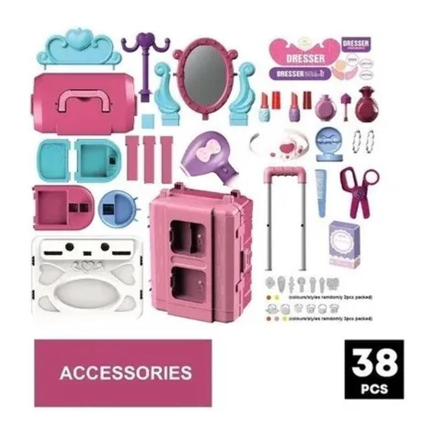 Juguete Set Maleta Cosmetiquero 38 Piezas 3 En 1 Rosado Infantil image number 2.0