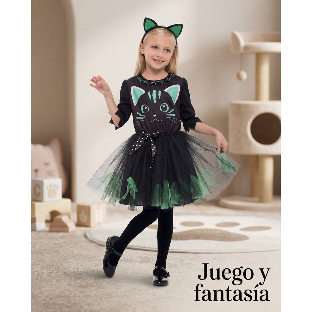 Disfraz Infantil Gato Verde Vestido Ni&ntilde;a image number 5.0