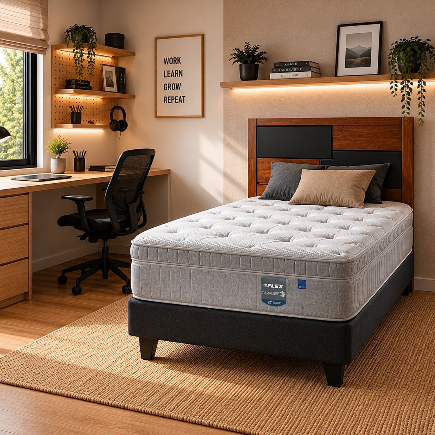 Cama Europea Flex Paradise / 1.5 Plazas / Base Normal + Respaldo image number 4.0
