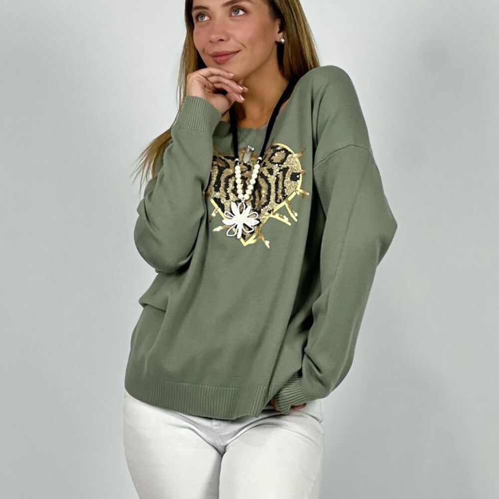 Sweater Corazón Lentejuelas Doradas image number 8.0