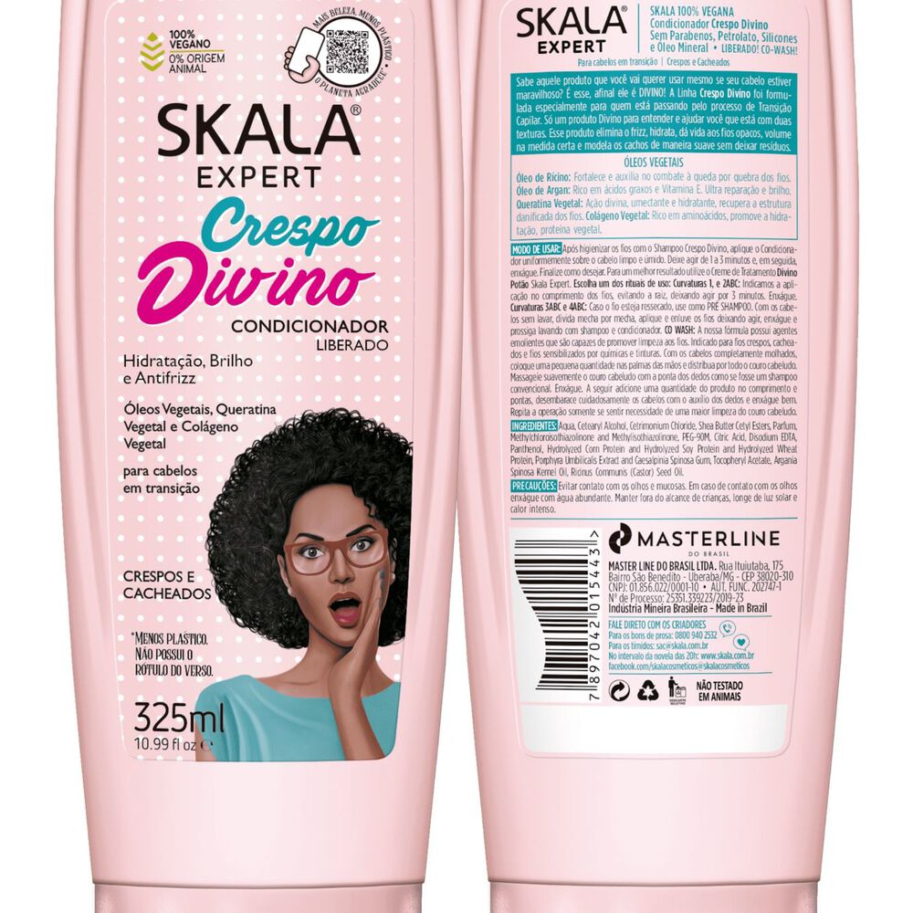 Kit Shampoo Y Acond Crespo Divino Skala Expert 650ml image number 4.0