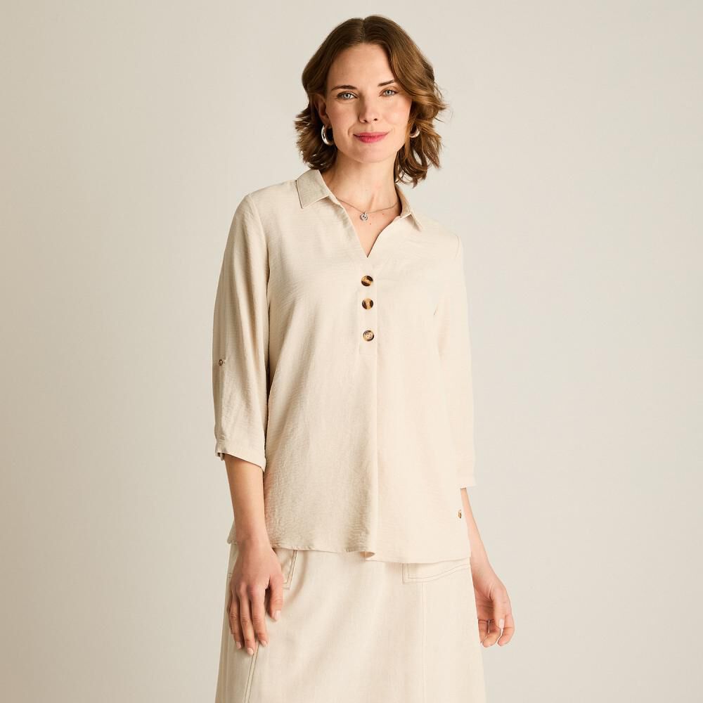 Blusa Manga 3/4 Cuello Camisero Mujer Lorenzo Di Pontti image number 0.0