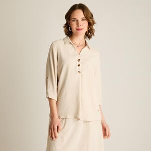 Blusa Manga 3/4 Cuello Camisero Mujer Lorenzo Di Pontti