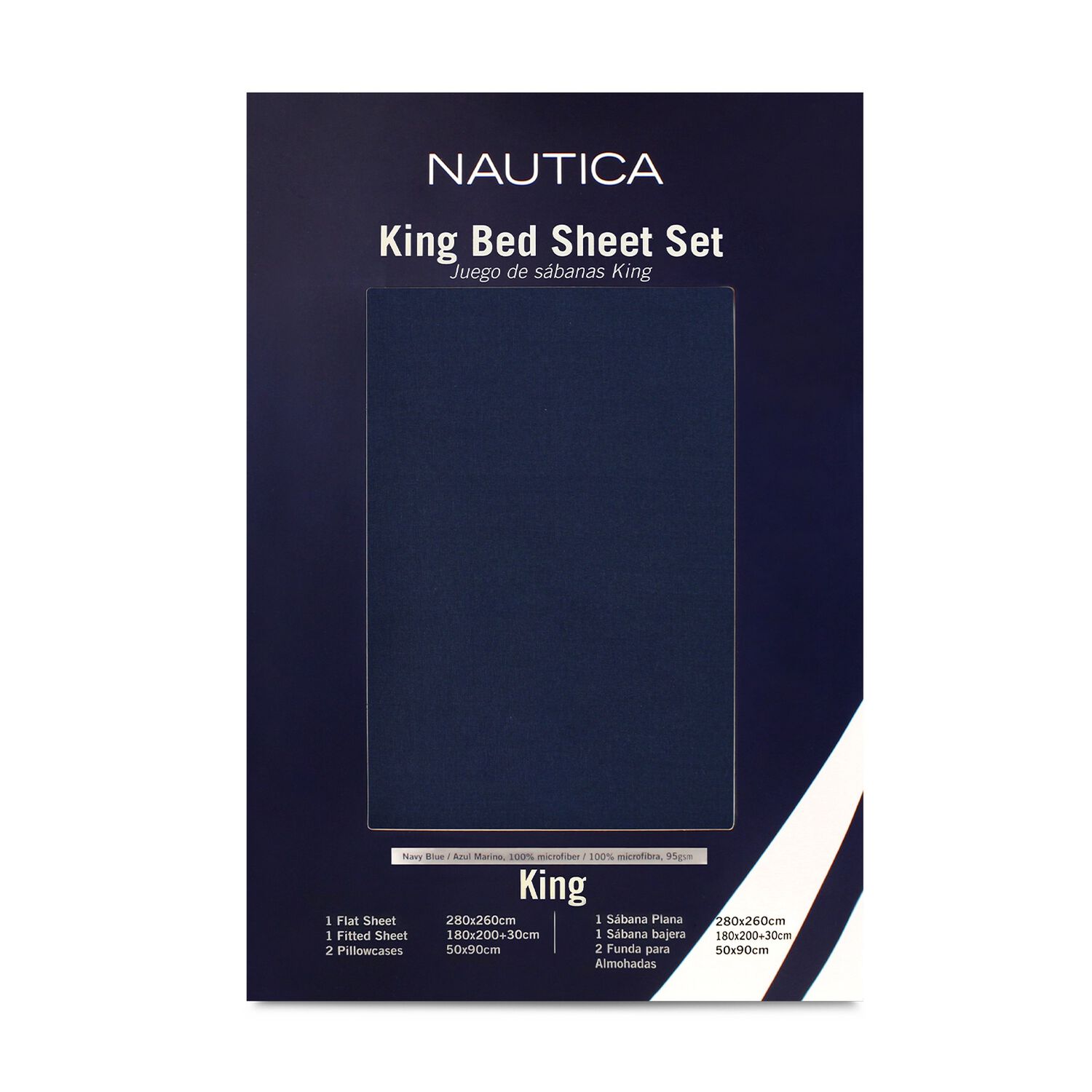 Juego De S&aacute;banas Nautica 4 Piezas Microfibra King Azul Marino image number 3.0