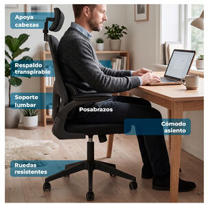 Silla Oficina Ergon&oacute;mica Reclinable Soporte Lumbar