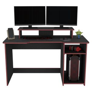 Escritorio Gamer 90,5x136x60 Cm Fm-048r Negro Y Rojo