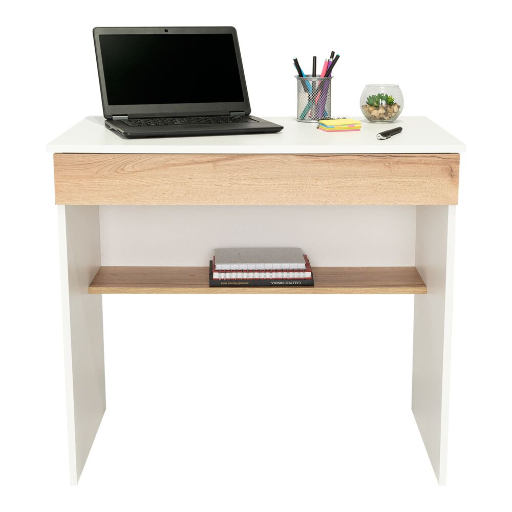 Escritorio 1 Cajon Fm-052b Blanco Y Caf&eacute; Claro image number 1.0