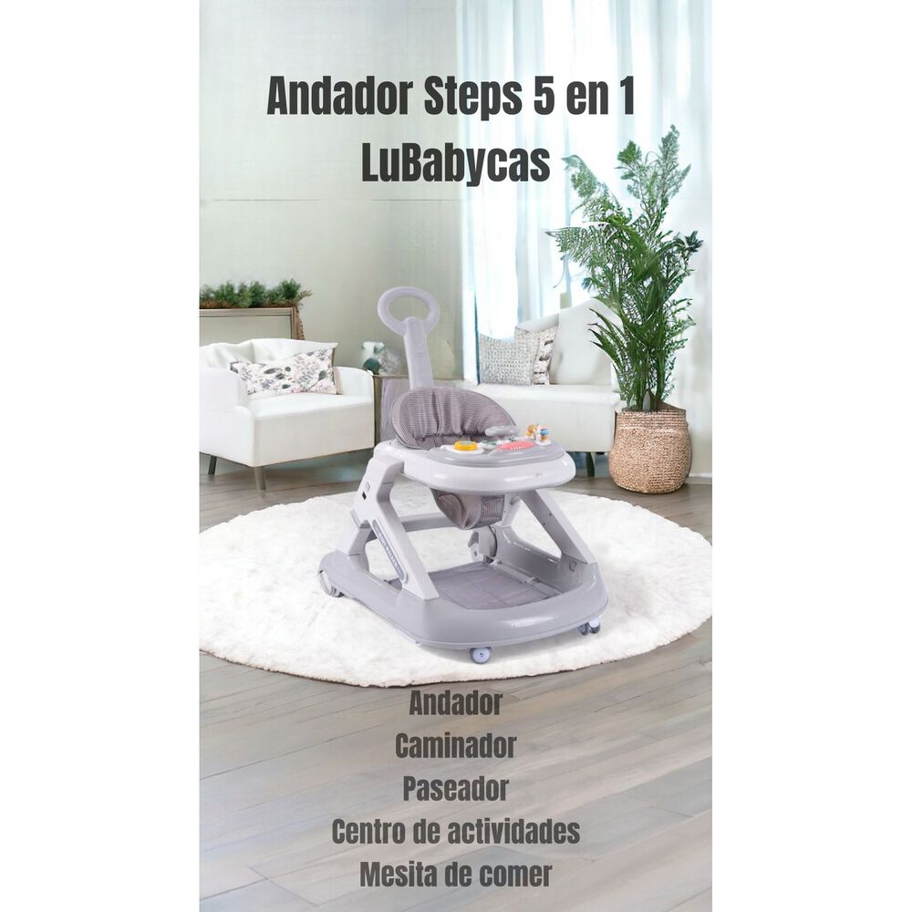 Andador Caminador 5 En 1 Con Apoya Pies Gris Lubabycas image number 4.0