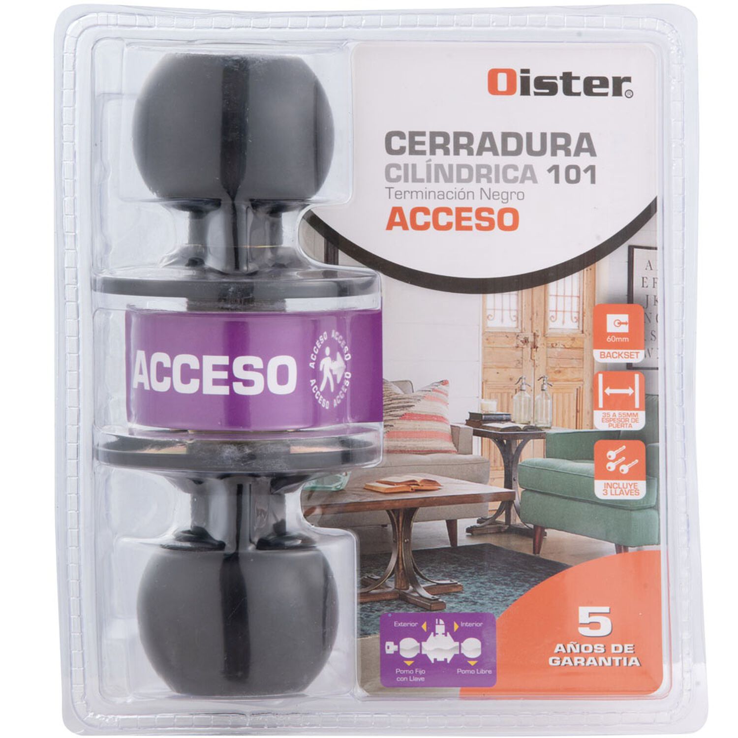 Cerradura Cil&iacute;ndrica Oister 101 Acceso image number 5.0